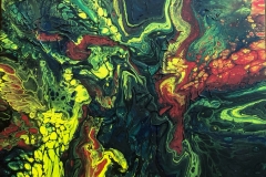 Dragon vs. Alien Holz 60 x 60 cm